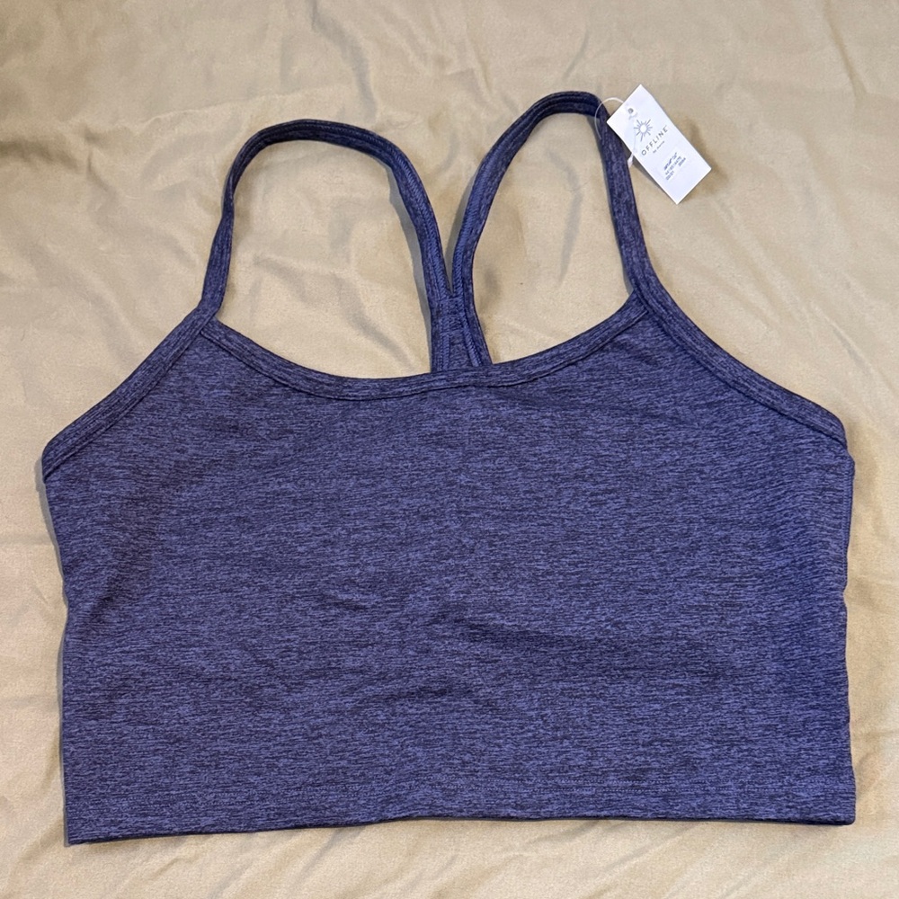 Offline by Aerie The Hugger Heathered Blue Sports Bra